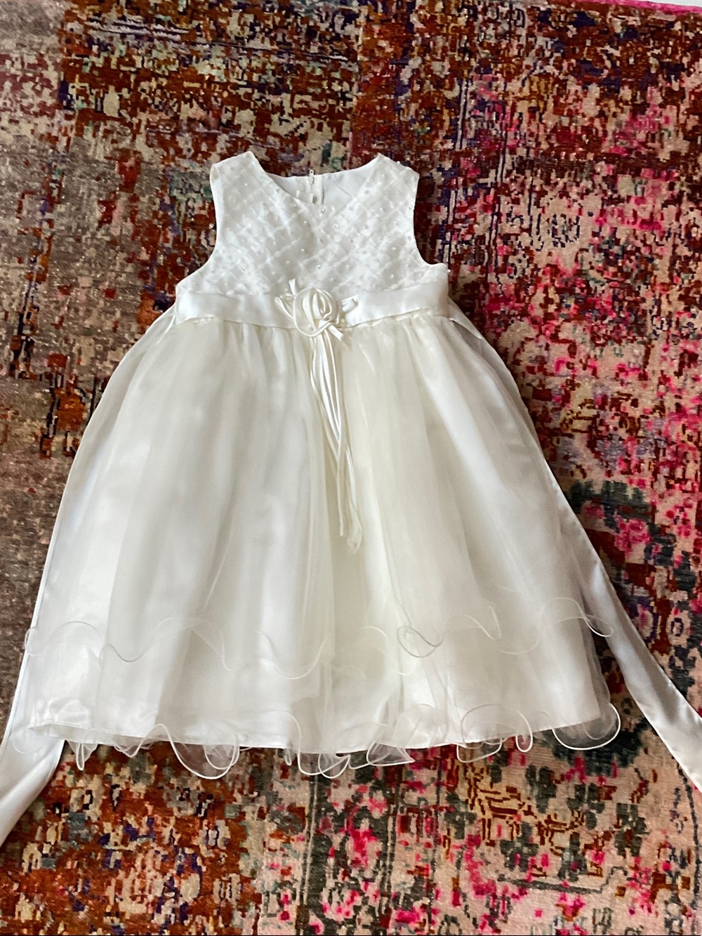 Ivory Flower Girl Dress with Organza Skirt